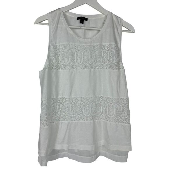 J. Crew White Lace Panel Sleeveless Top size XL - Picture 1 of 7